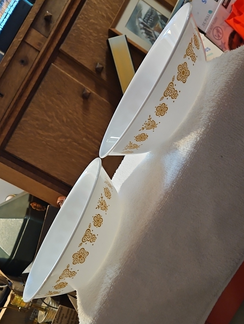 Vintage Corelle Butterfly Gold 8.5" Large Vegetable Serving Bowls - Set of 2
